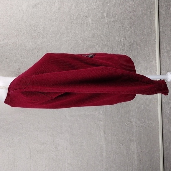 Leon Levin Hand Loomed Red Plaid Dog Applique Crew Neck Pullover Sweater Top - Picture 6 of 16